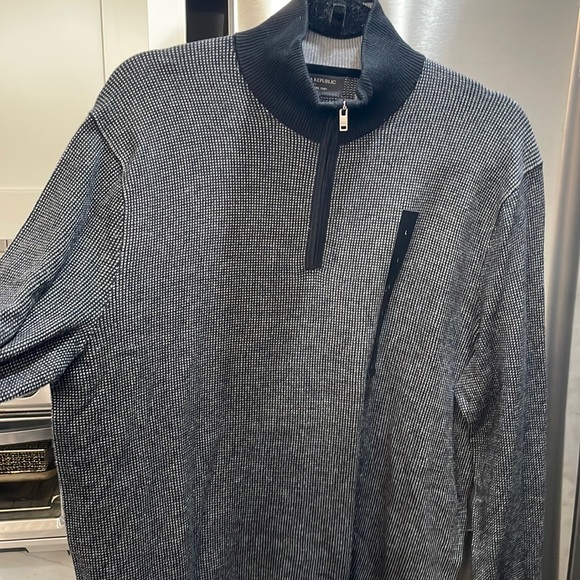 Pull Homme Banana Republic Bleu à Fermeture 1/4 Zip - Taille M, Occasion Très Bon état, Mélange Coton